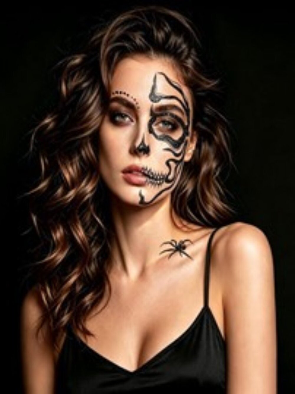 New Glitter Skull Temporary Tattoos & Face Gems – Halloween Makeup 💀✨